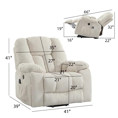Large Power Lift Recliner Chair with Massage Heat and USB, Gray T94631