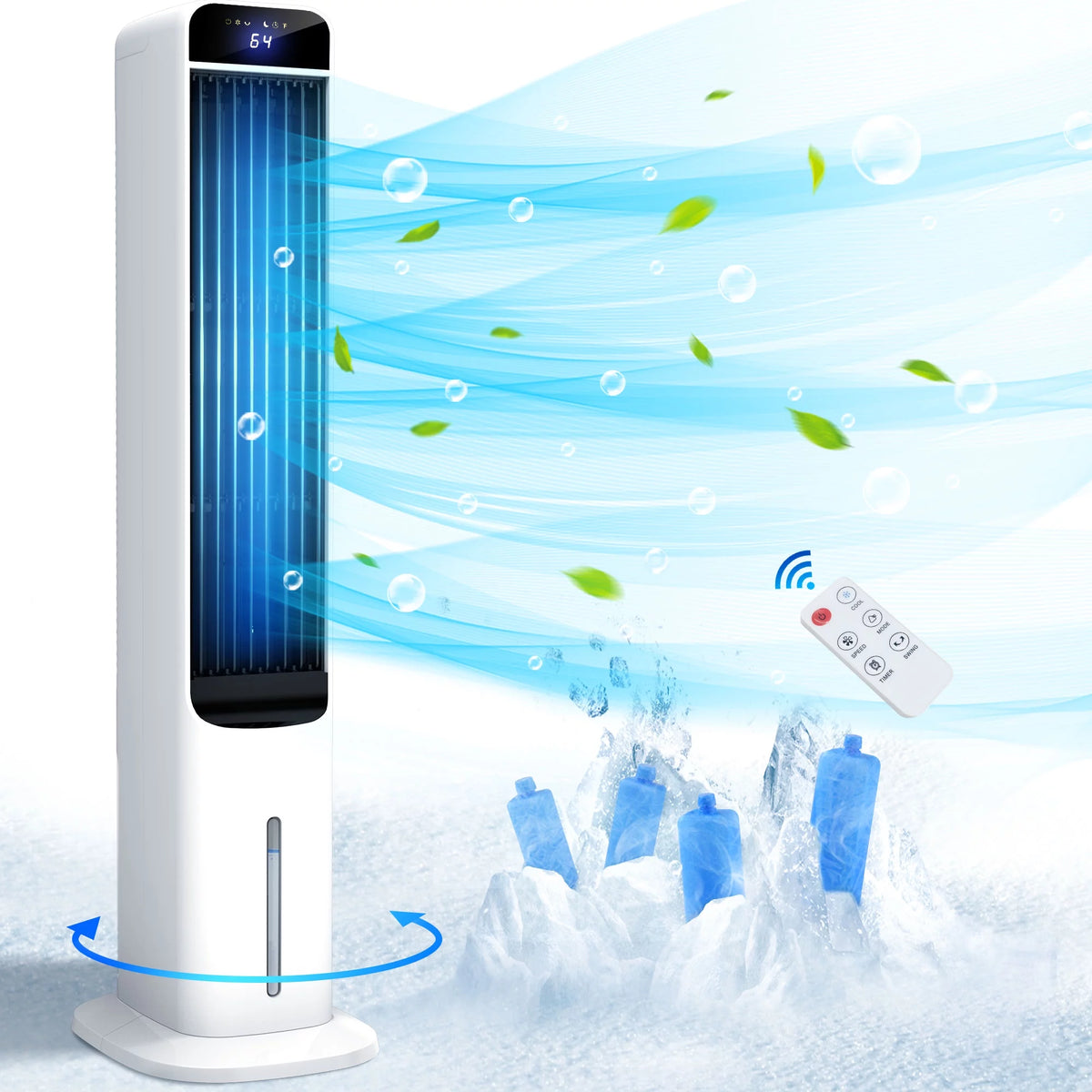Portable Evaporative Air Cooler Tower Fan 3-in-1 Humidifier T7289