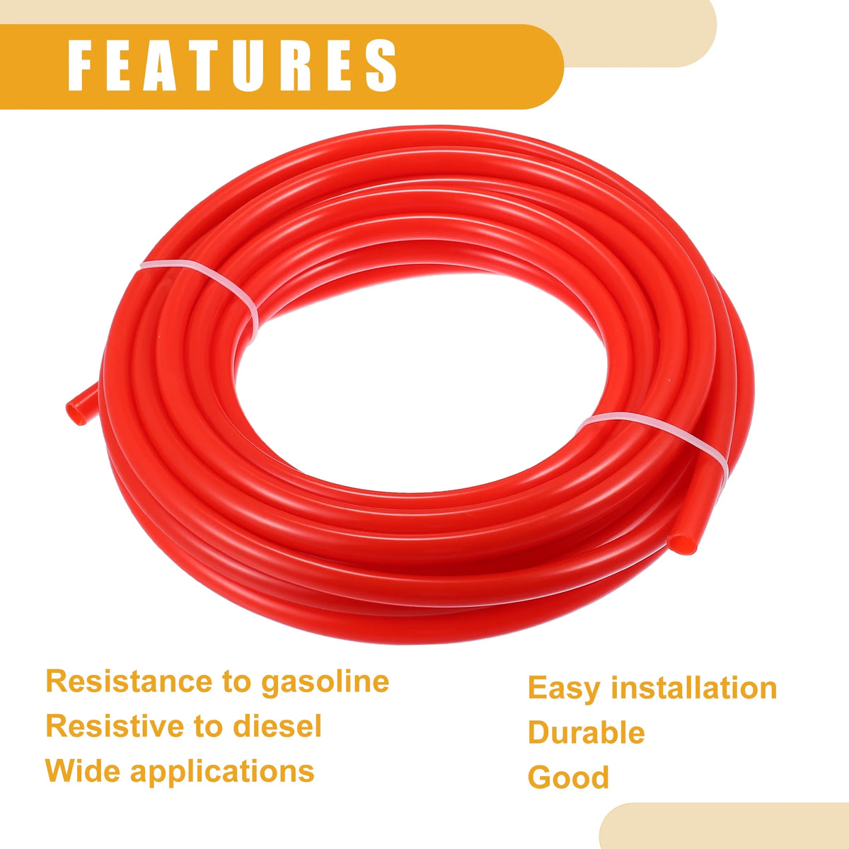 Red 32.8ft 10mm ID Nylon Fuel Line Hose L9373
