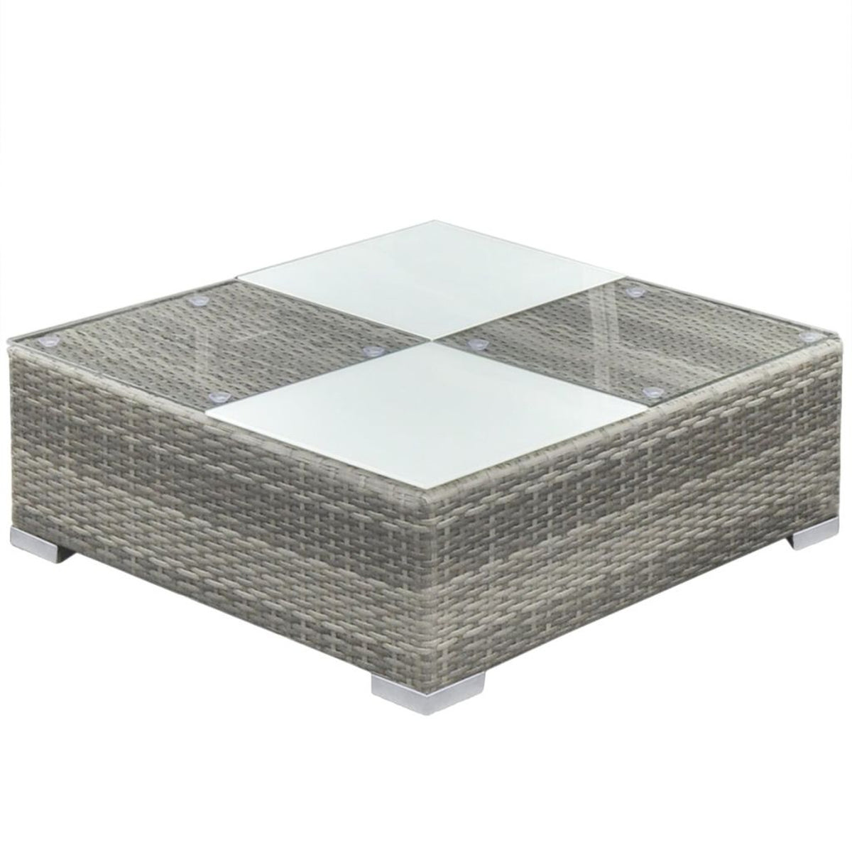 Gray Poly Rattan 6 Piece Corner Sofa Set with Coffee Table Y945211