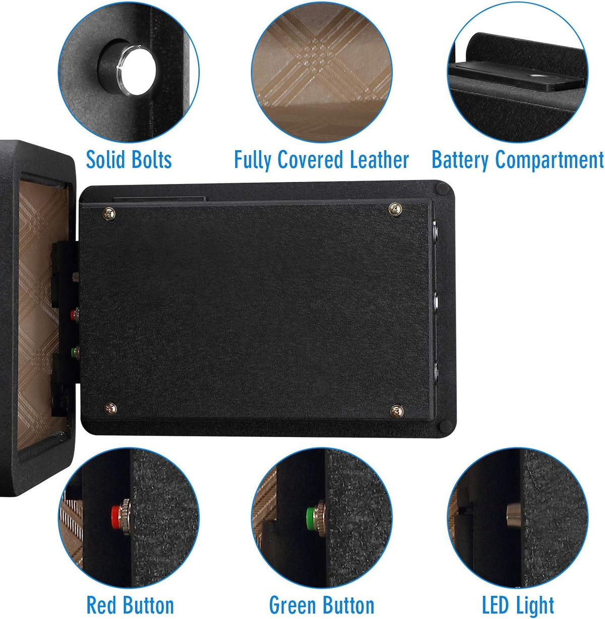 Black Solid Alloy Steel Biometric Fingerprint Safe Box U8093