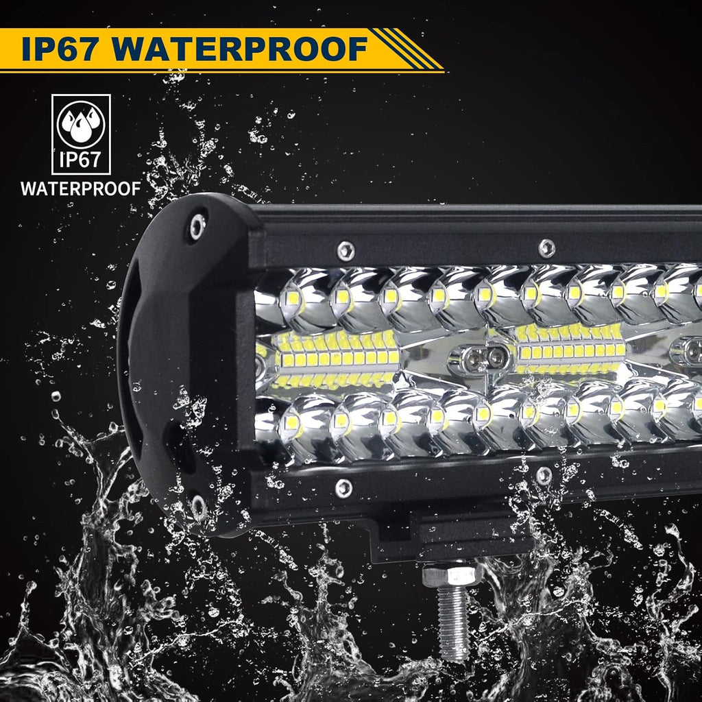 20 inch 420W LED Light Bar Spot Flood Combo Triple Row Driving Light Off Road Lights LED Pods Cubes with Wiring Harness Kit for 4X4 4WD Car ATV UTV SUV Truck Tractor Trailer 12V 24V DC L53275