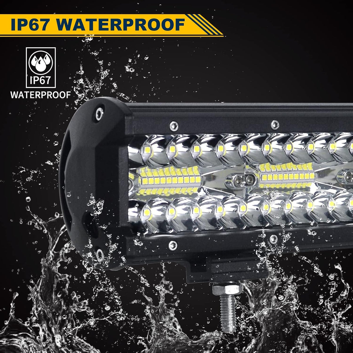 20 inch 420W LED Light Bar Spot Flood Combo Triple Row Driving Light Off Road Lights LED Pods Cubes with Wiring Harness Kit for 4X4 4WD Car ATV UTV SUV Truck Tractor Trailer 12V 24V DC L53275