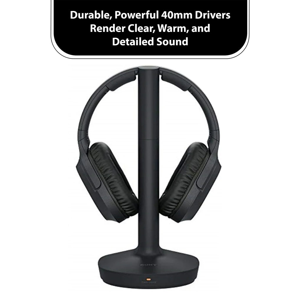 Wireless Over Ear Headphones with Transmitter Dock and RCA Plug Y-Adapter U780376