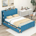 Blue Full Size Platform Bed with Storage L3599