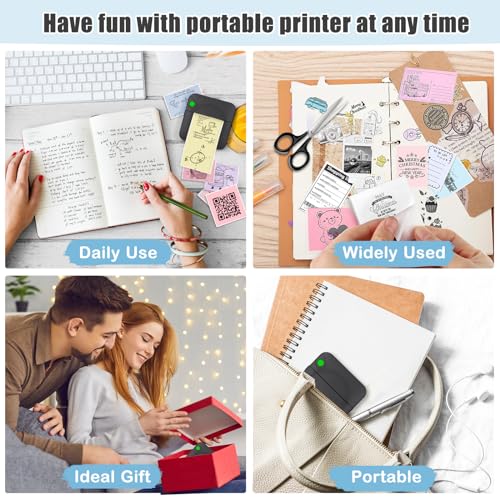 Pink Mini Thermal Printer with 11 Rolls Paper Z1011