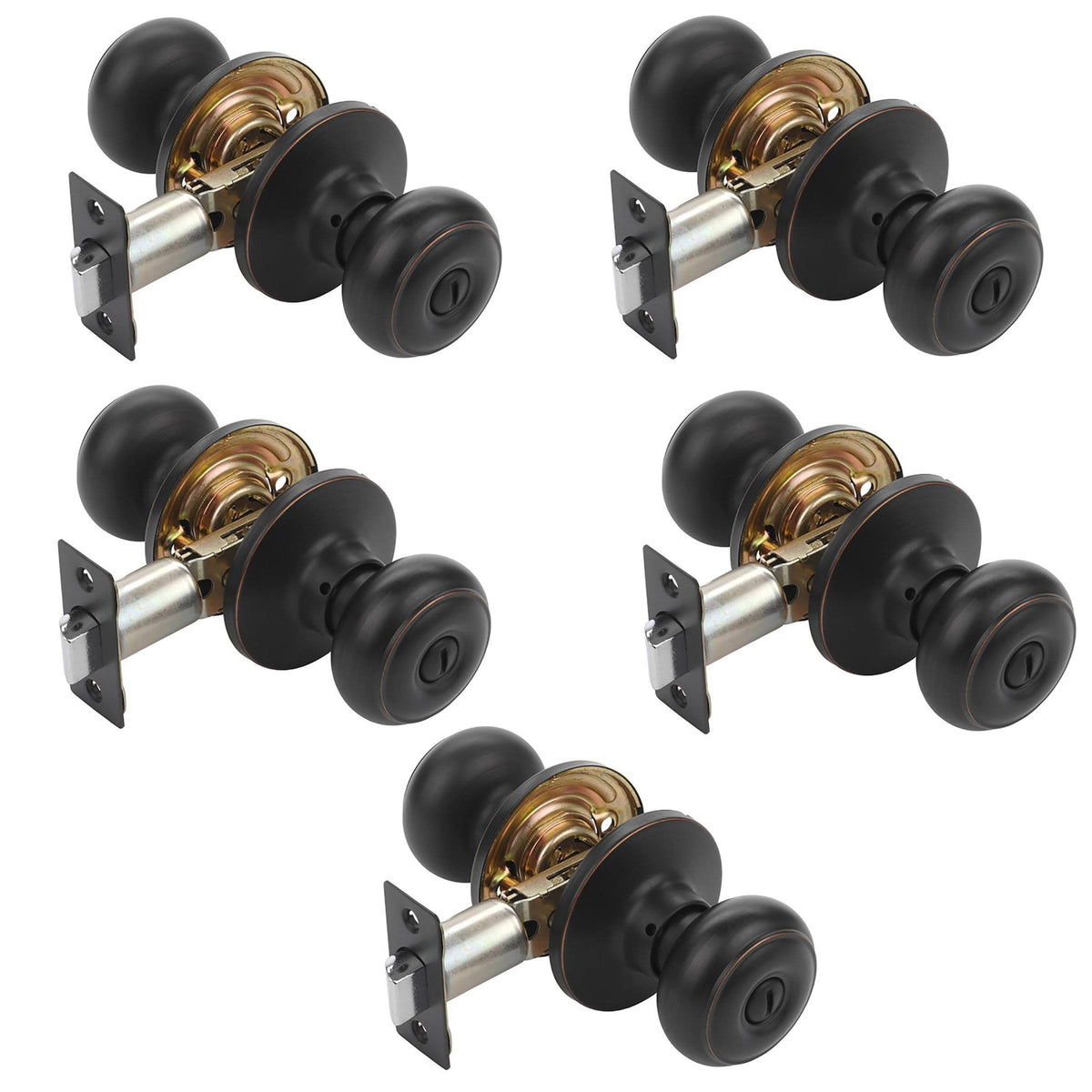 Aged Oil Rubbed Bronze Door Knob Privacy Set 5 Pack D758077