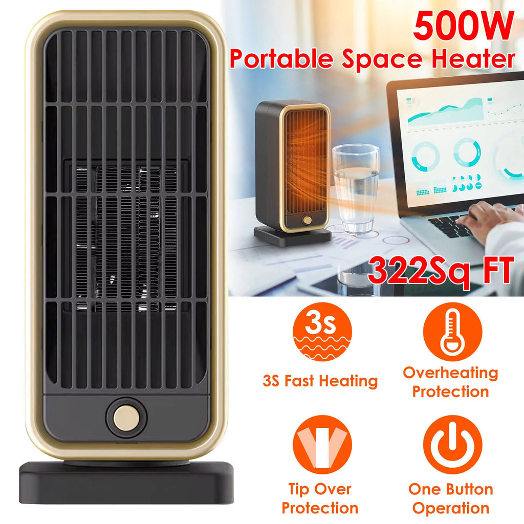 10" Portable Electric Ceramic Space Heater 500W O153