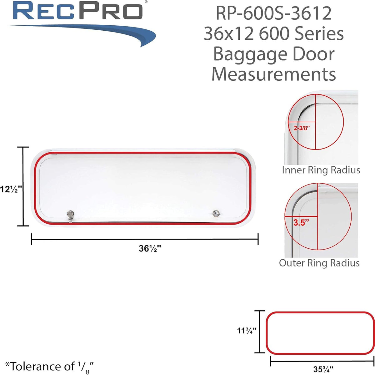 36 Wide x 12 High Baggage Door with Rounded Corners L703876