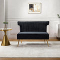 Velvet Upholstered Armless Loveseat Sofa with Golden Metal Legs I88021
