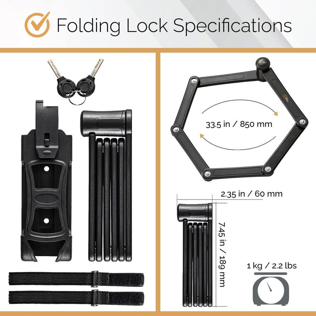 Heavy-Duty Hard Steel Folding Lock with U Lock and Cable A740981