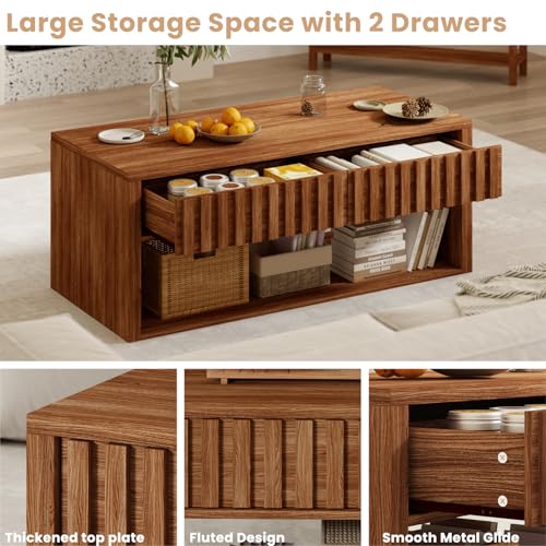 Lift Top Coffee Table with Storage Shelf U749