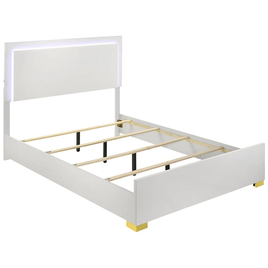 4-piece Contemporary Wood Eastern King Bedroom Set White and Gold N304