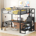 Full Size Metal Loft Bed with Desk and Wardrobe X5754