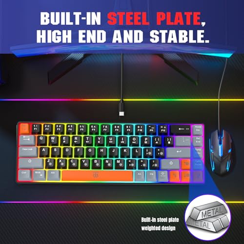 Compact RGB Backlit Gaming Keyboard (68 Keys, White&Grey&Orange) C718648
