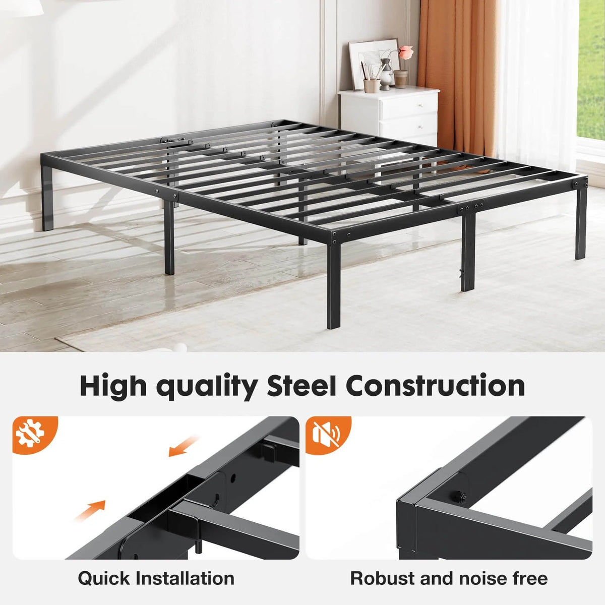 Queen Storage Metal Platform Bed Frame Y36446