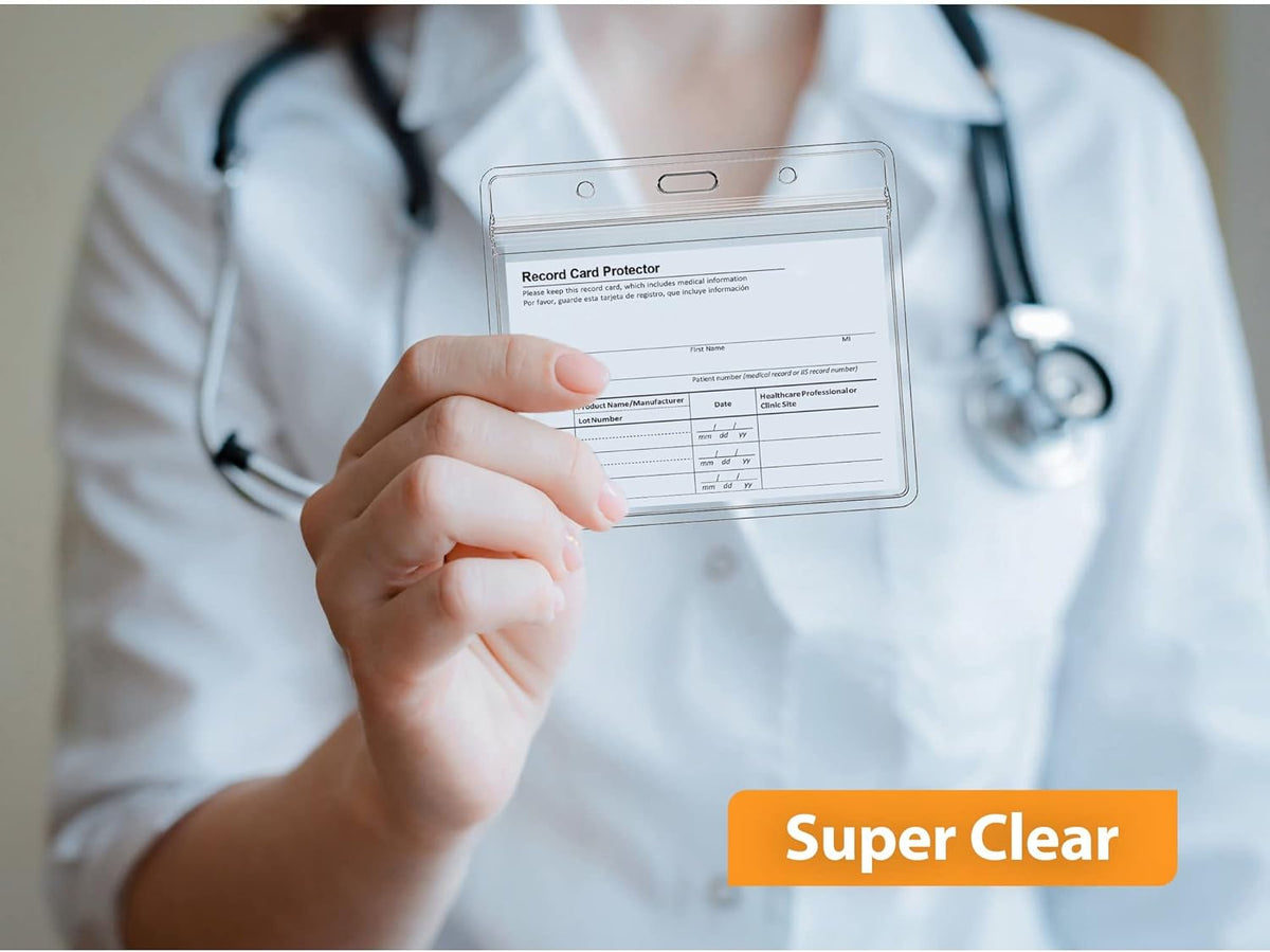 5 Pack 4 X 3 Inches Clear Vinyl Plastic Vaccine Card Holder J1701