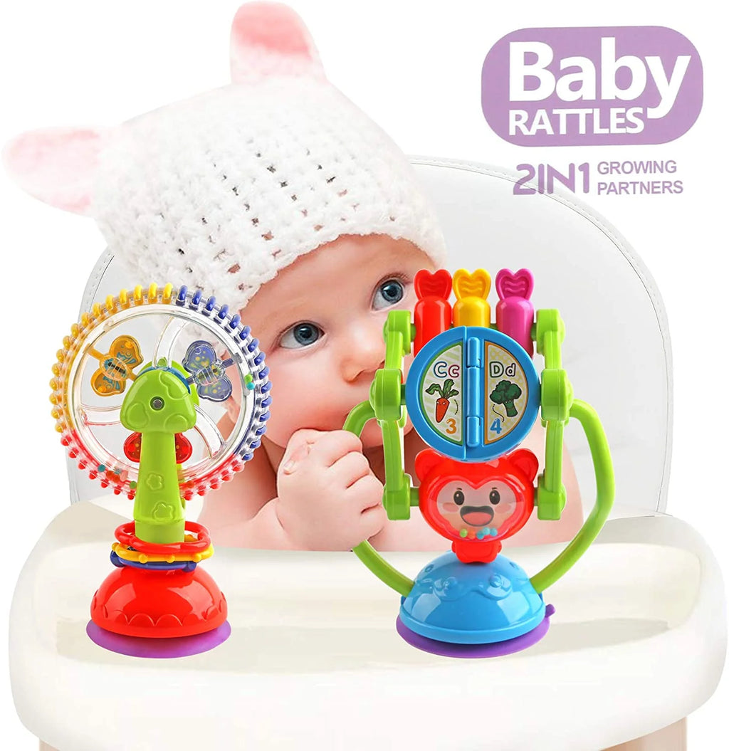 Baby Rattle Toys with Suction Cup Grab Shaker and Spin F458005