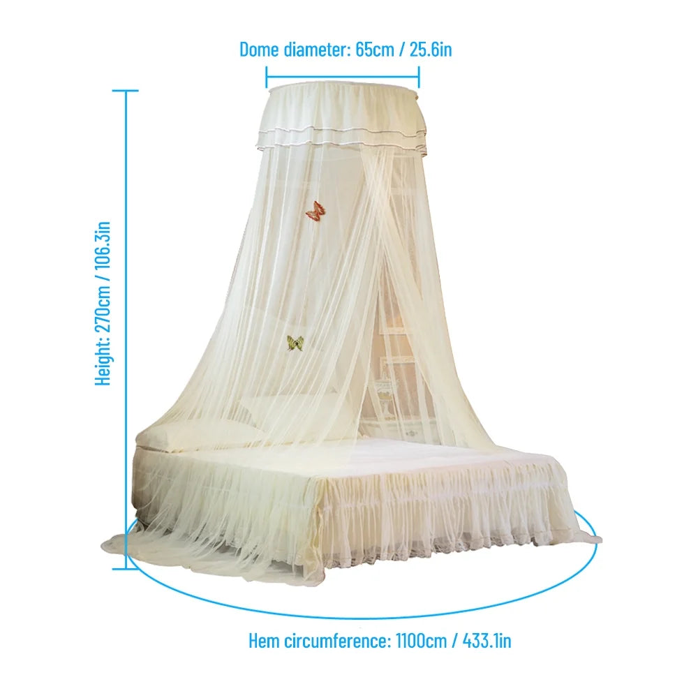 White Dome Bed Canopy Fine Mesh Net Lace Curtain X425