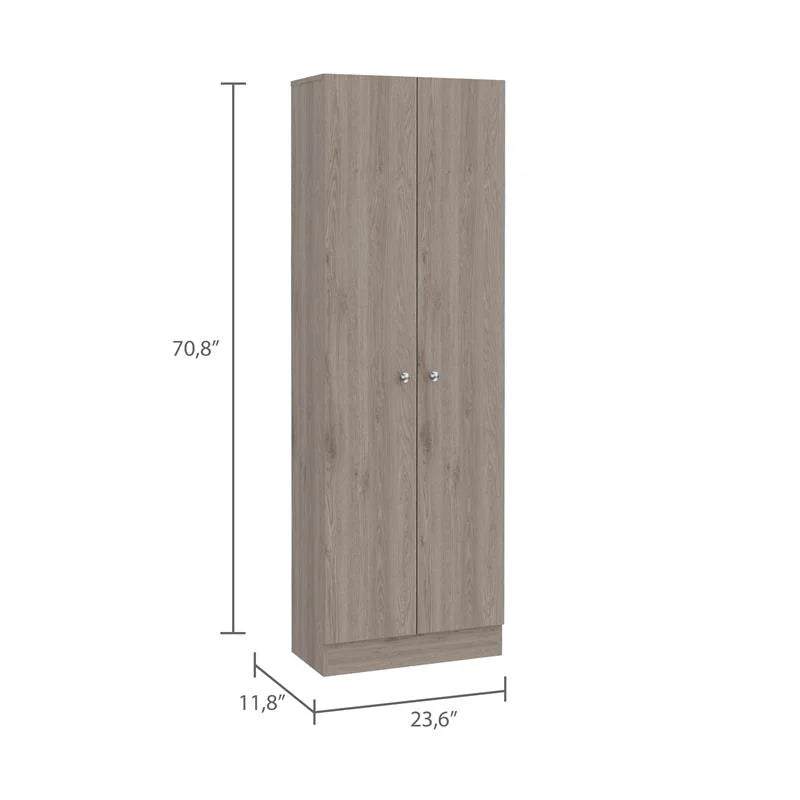 2 Piece Wood Two-Door Pantry Cabinet Set in Light Gray N717561