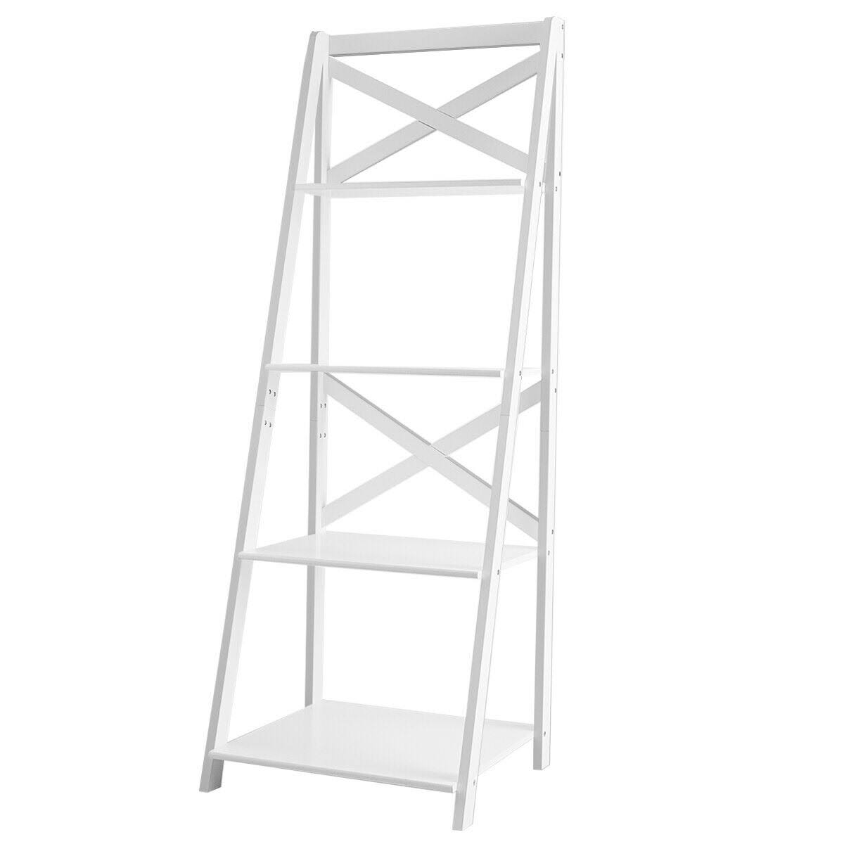 White 4-Tier Wood Display Storage Bookshelf L3426