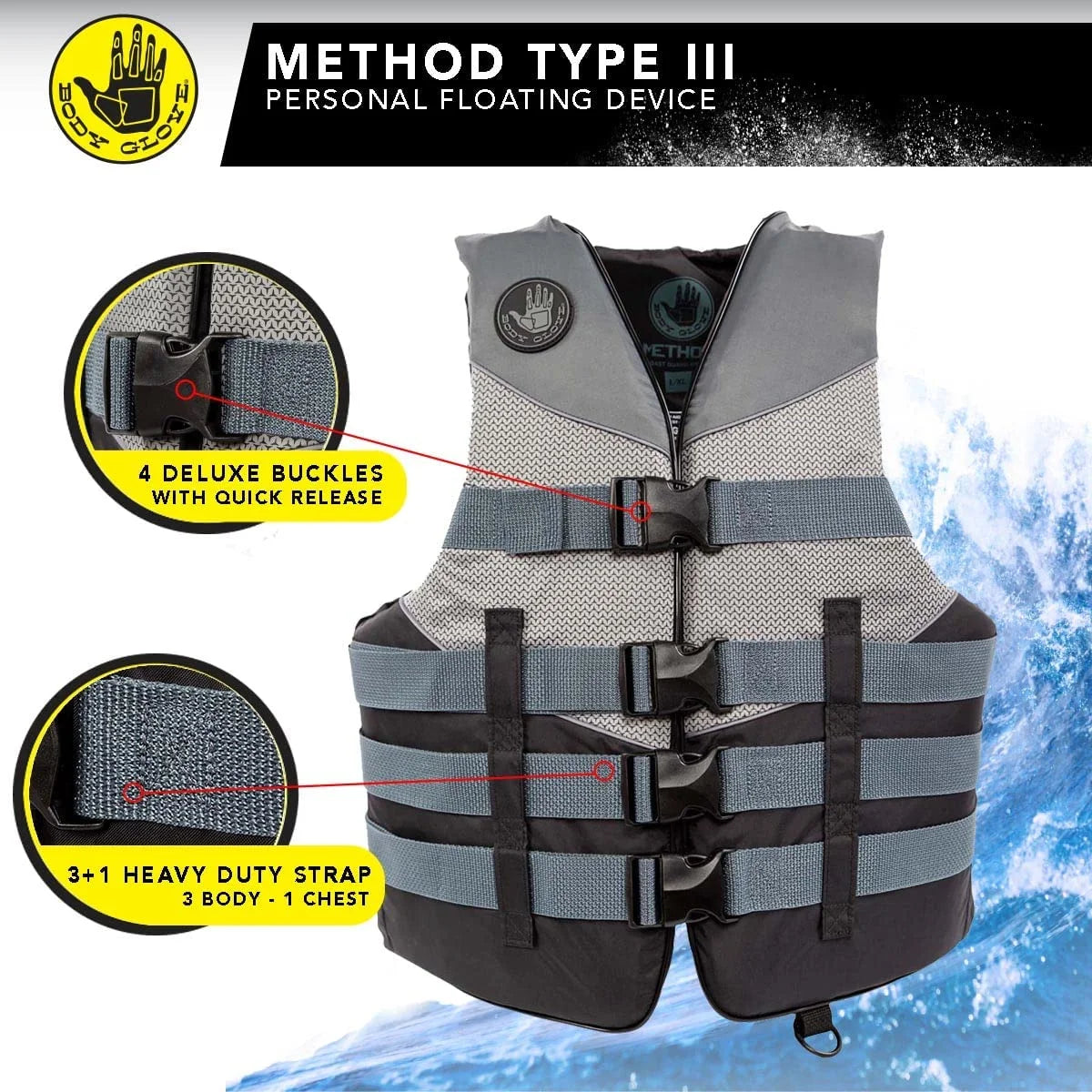 Black Nylon Adult Life Vest J4057
