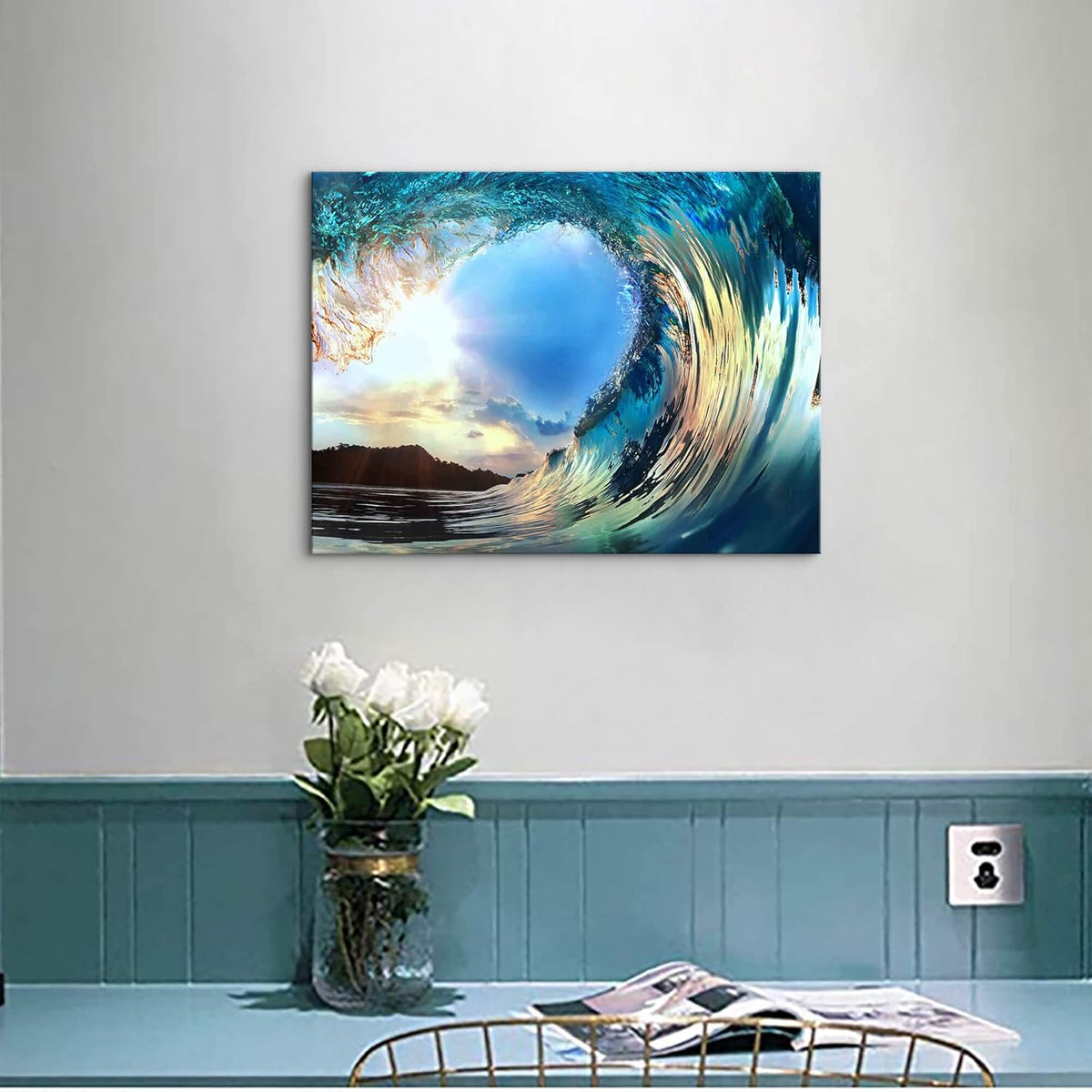 Blue Ocean Waves Canvas Wall Art V46556