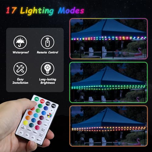 40ft LED Canopy String Lights with Remote D4780