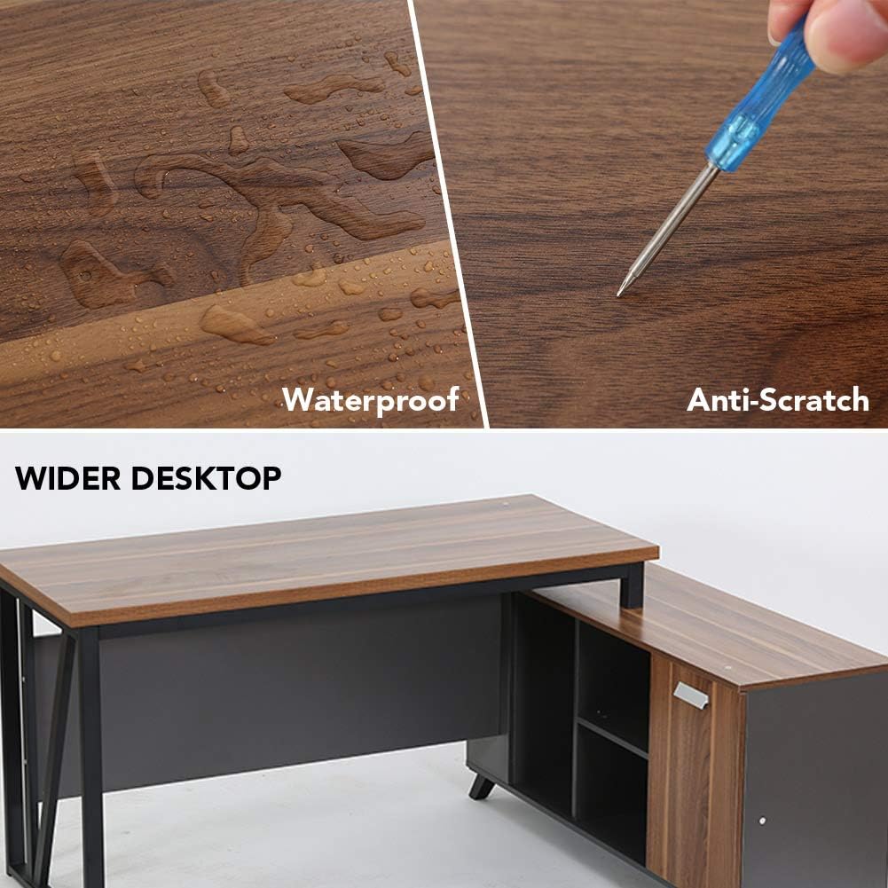 L-Shaped Desk with File Cabinet Storage D1123
