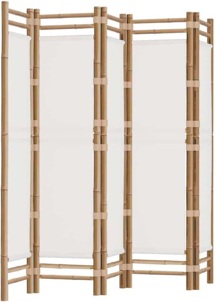 78.7" Bamboo and Canvas Folding Room Divider T6810