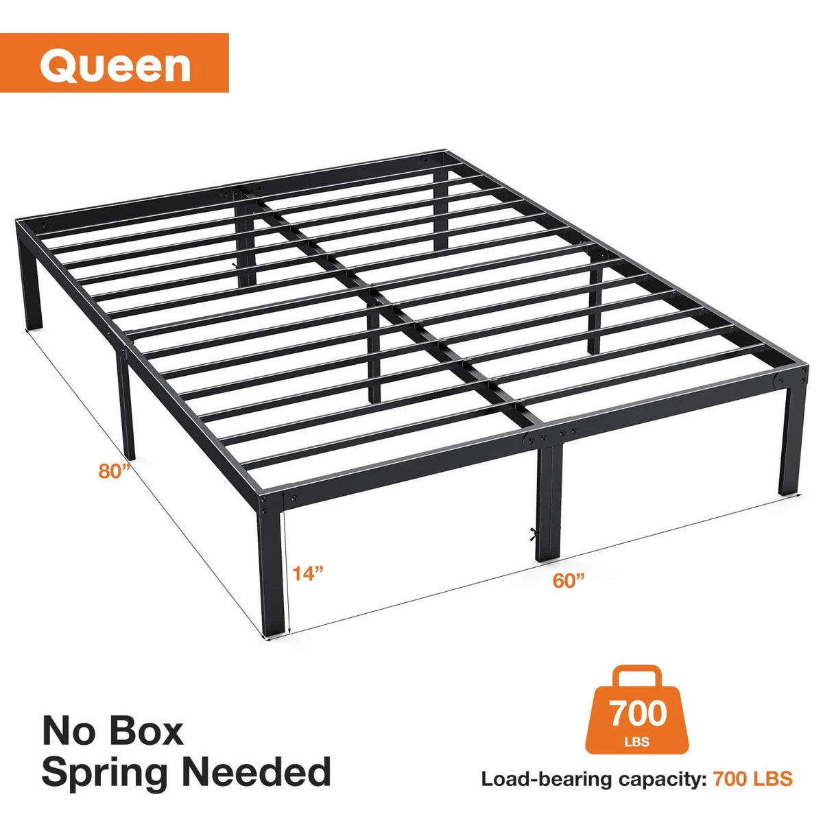 Queen Storage Metal Platform Bed Frame Y36446