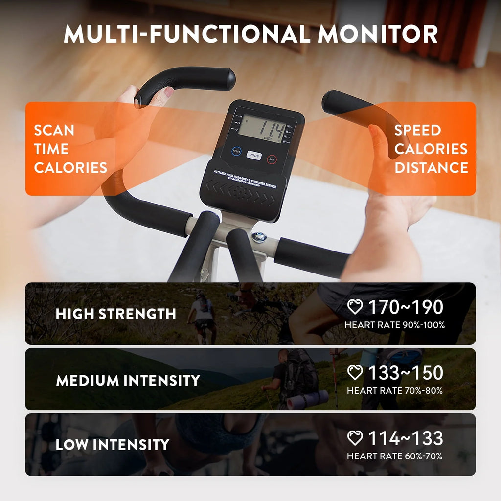 Upright Folding Magnetic Exercise Bike with Arm Resistance Bands V6216