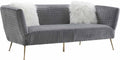 Grey Velvet Sofa with 2 Pillows B4366