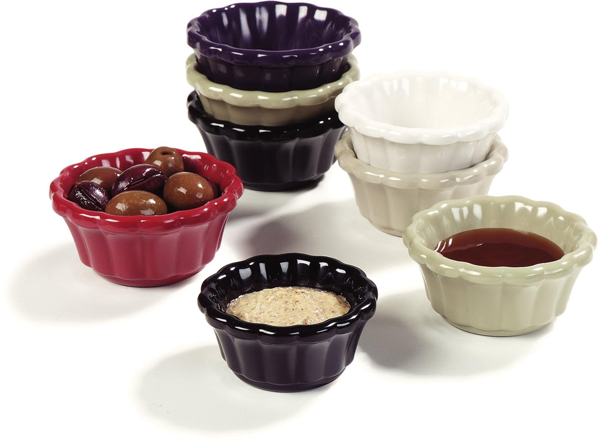 Black Melamine Scalloped Ramekin, 2 oz, Pack of 48 V71247