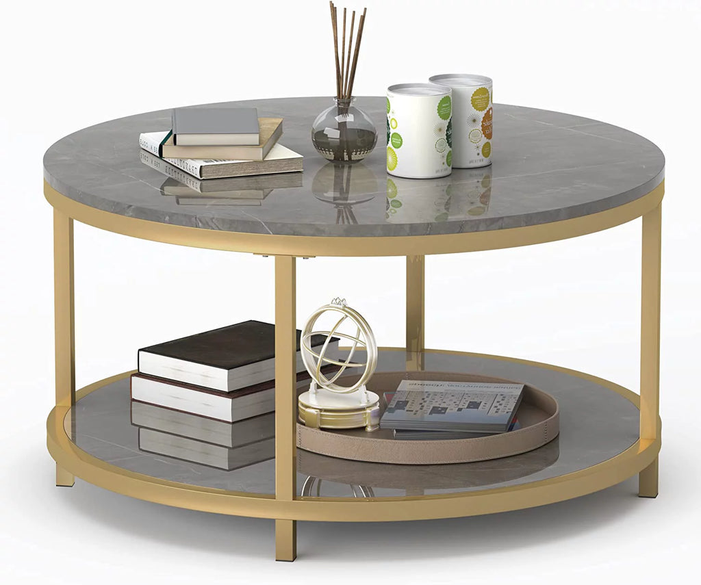 Round Coffee Table with Storage Open Shelf P87586