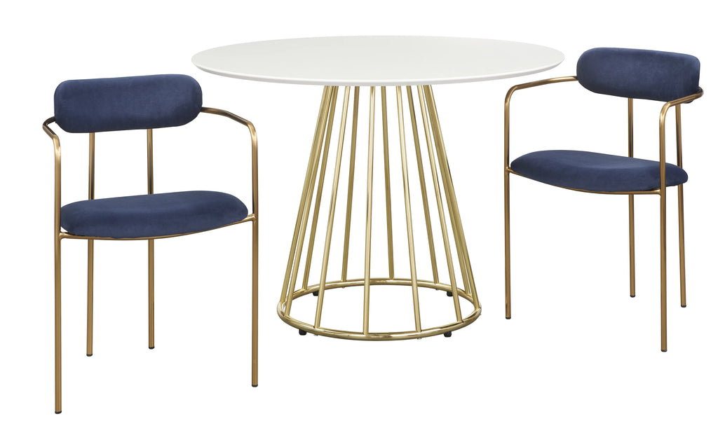 White/Gold Round Metal Dining Table W173