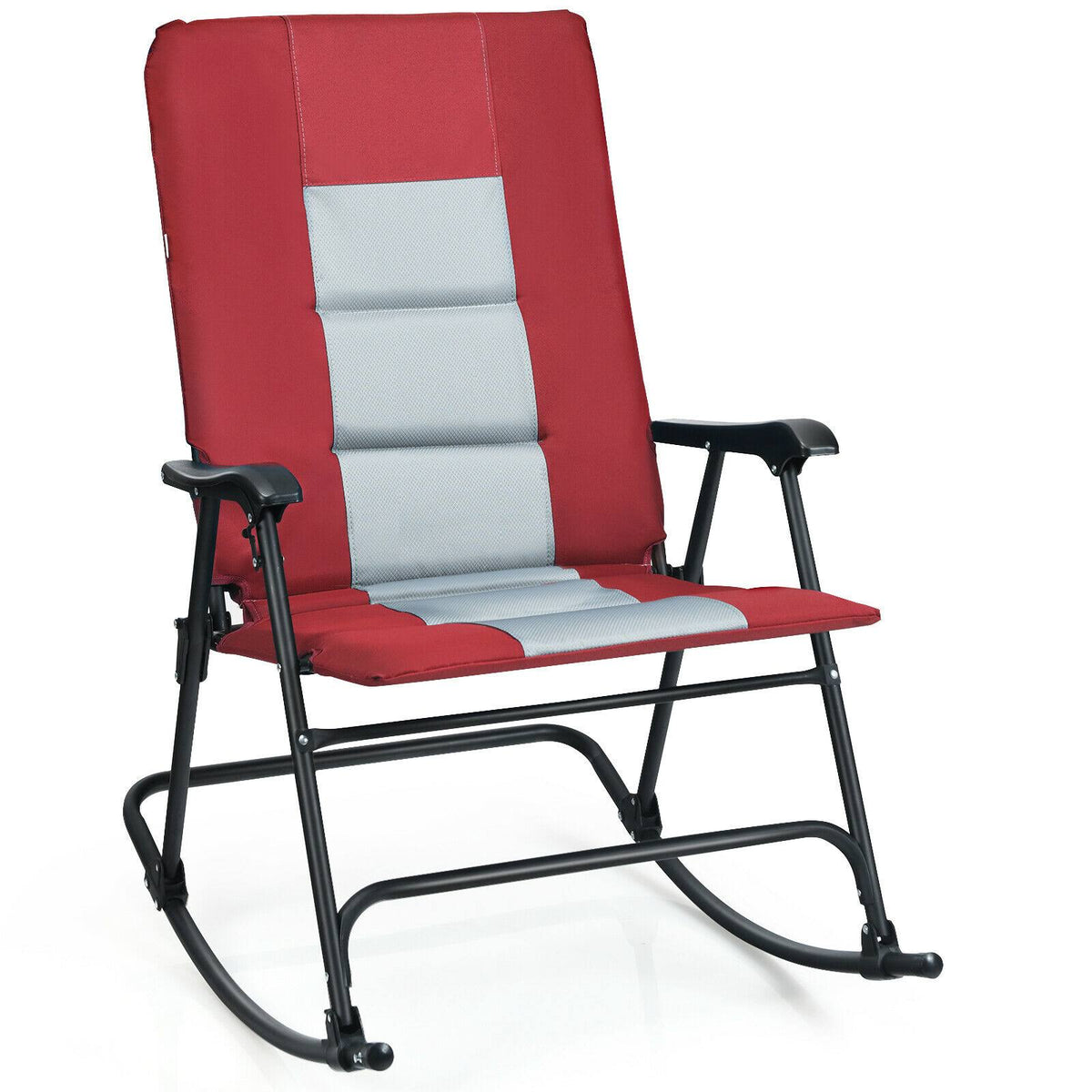 Foldable Padded Camping Chair with Backrest and Armrest V1333