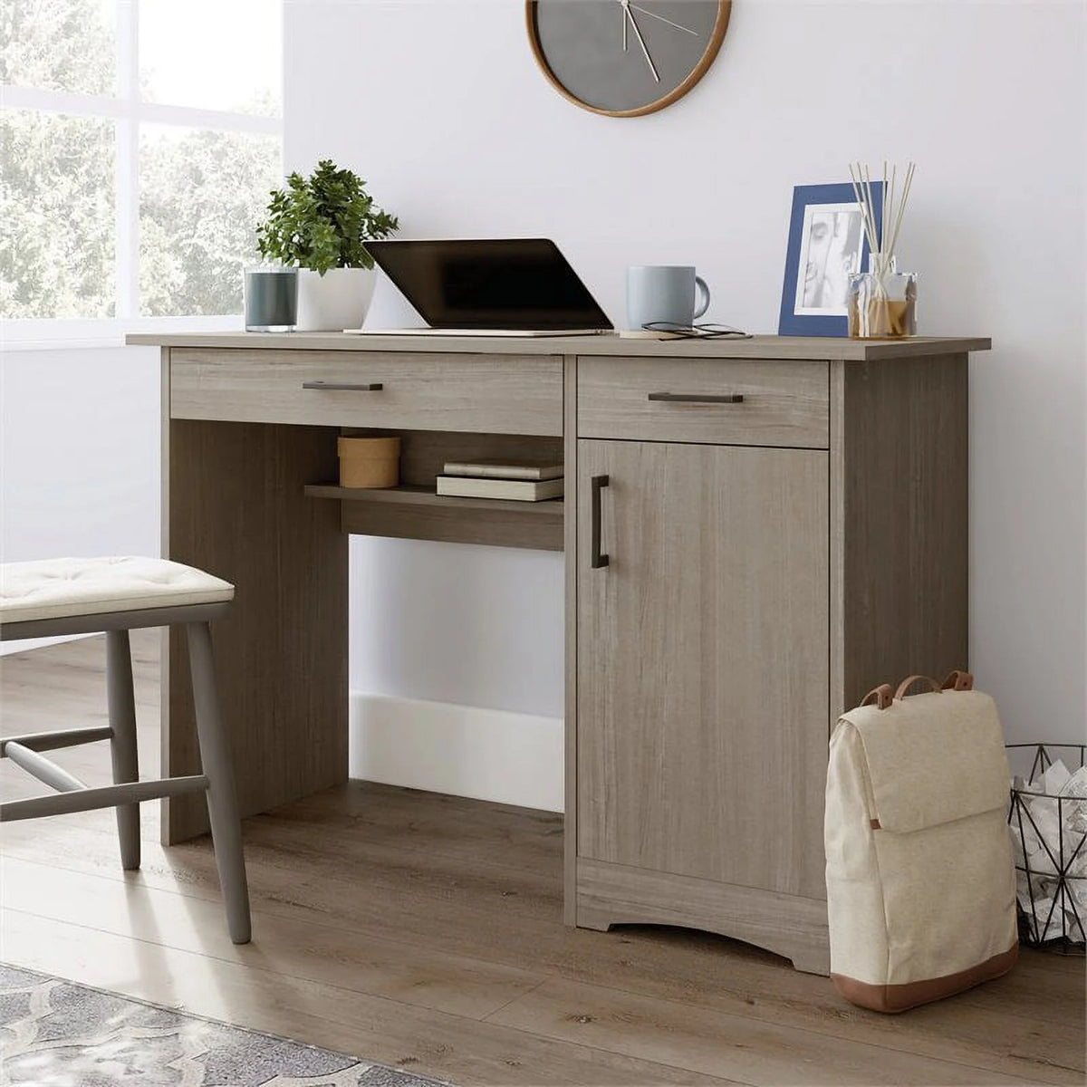 Contemporary Gray Engineered Wood Computer Desk M927504