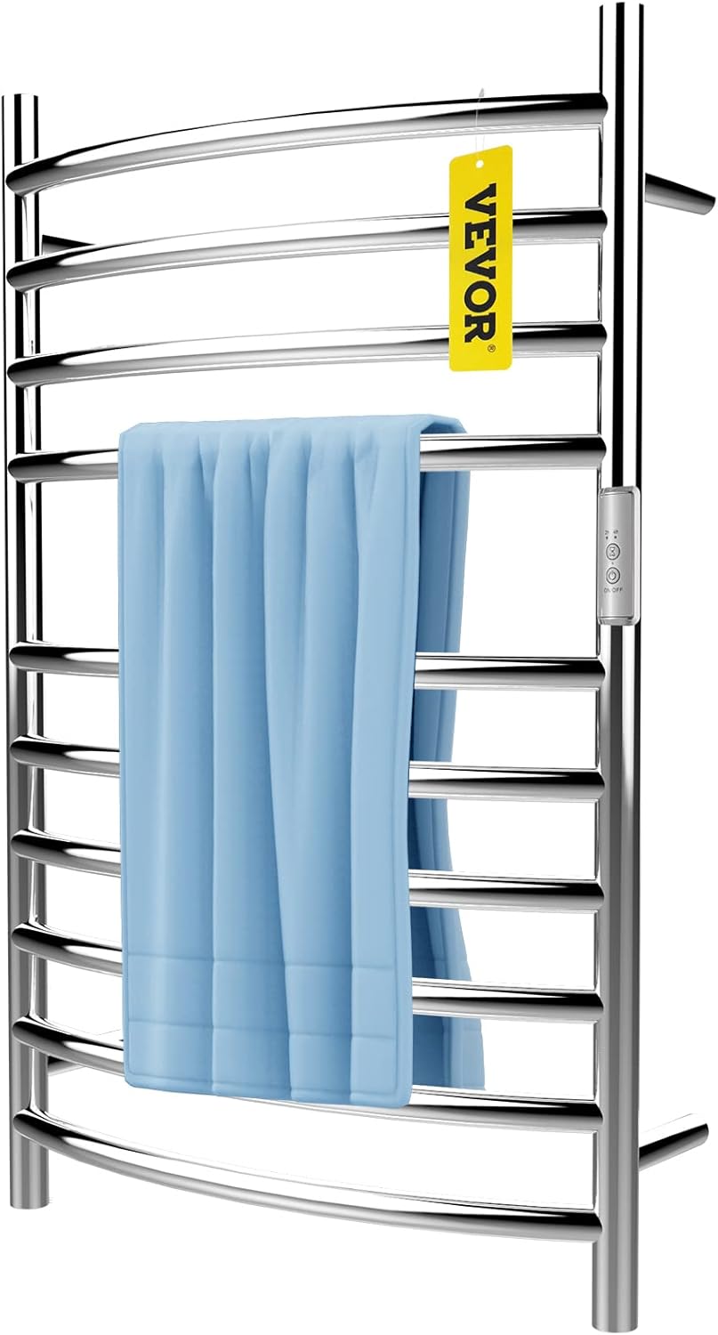 4 Bars Curved Stainless Steel Heated Towel Rack with Timer X3654