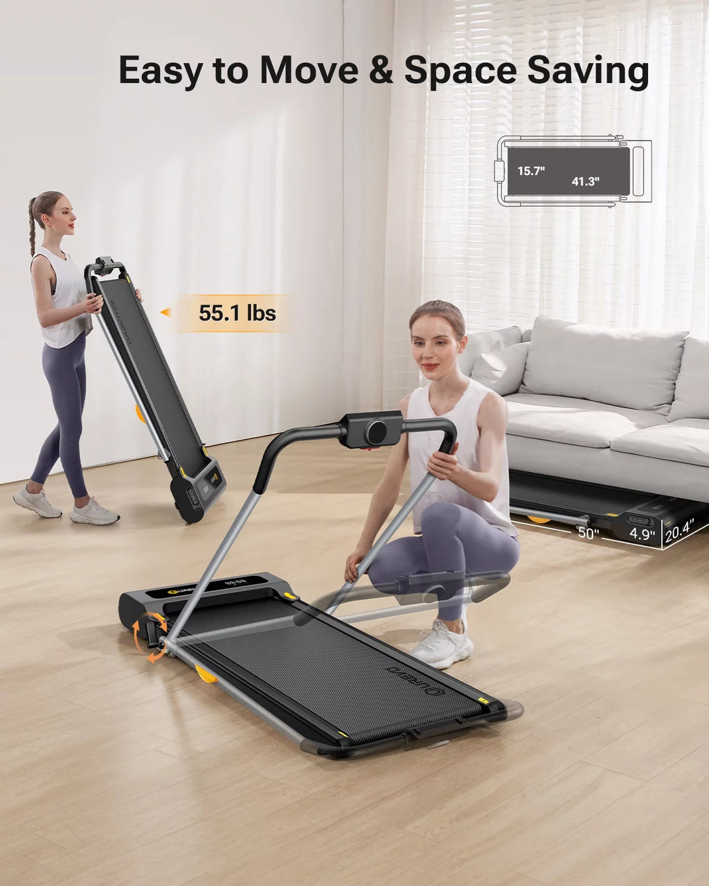2 in 1 Under Desks Treadmill with Smart Rotary Console B925903