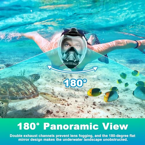 Full Face Snorkel Mask with Dry Top Breathing System and Detachable Camera Mount U9376