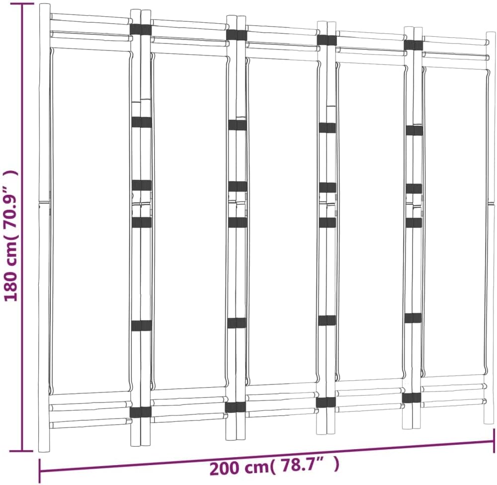 78.7" Bamboo and Canvas Folding Room Divider T6810