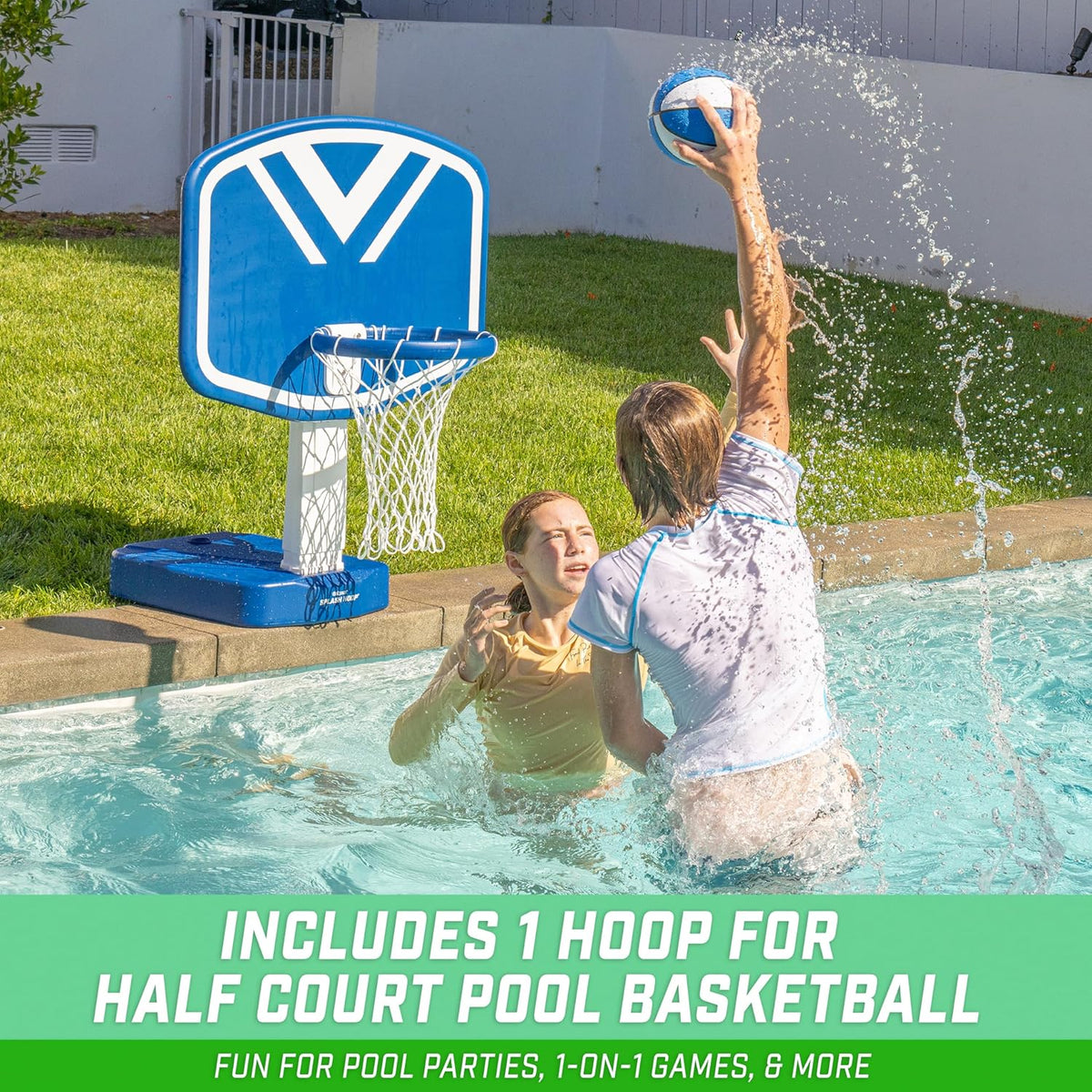2-in-1 Pool Basketball Hoop & Volleyball Net Game Set G6154