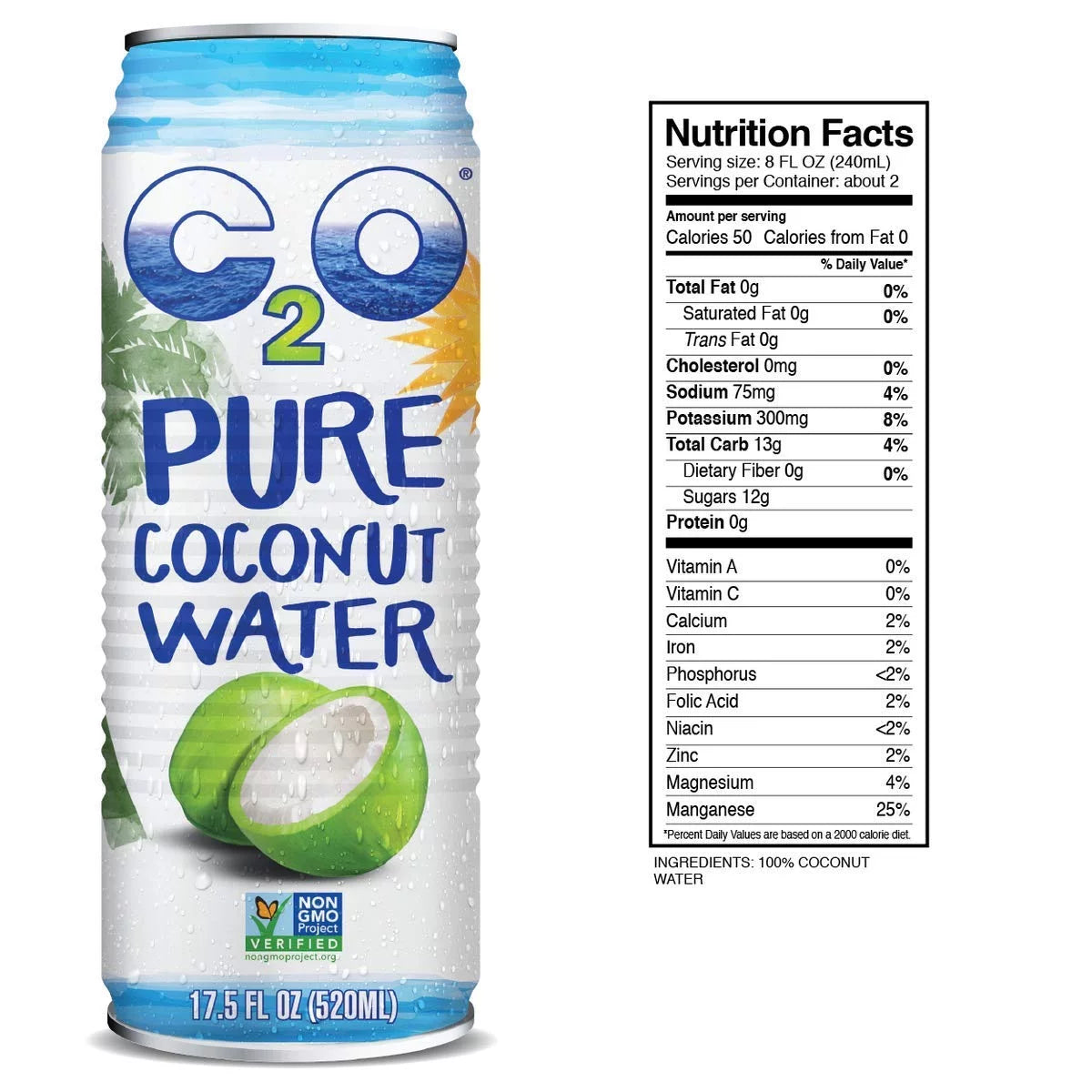 17.5 FL OZ Pack of 12 Pure Coconut Water G7838