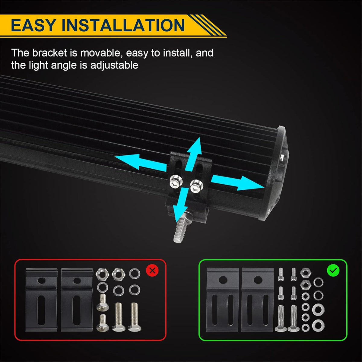 20 inch 420W LED Light Bar Spot Flood Combo Triple Row Driving Light Off Road Lights LED Pods Cubes with Wiring Harness Kit for 4X4 4WD Car ATV UTV SUV Truck Tractor Trailer 12V 24V DC L53275