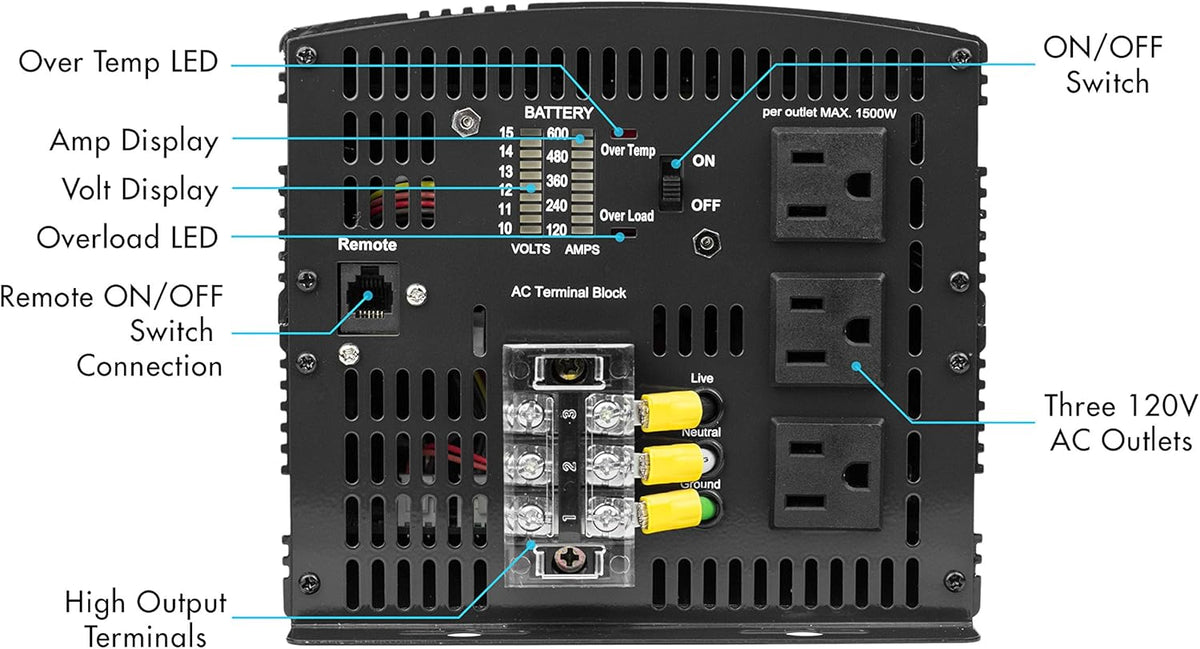 12V 5000 Watt Power Inverter with Remote Control S877164