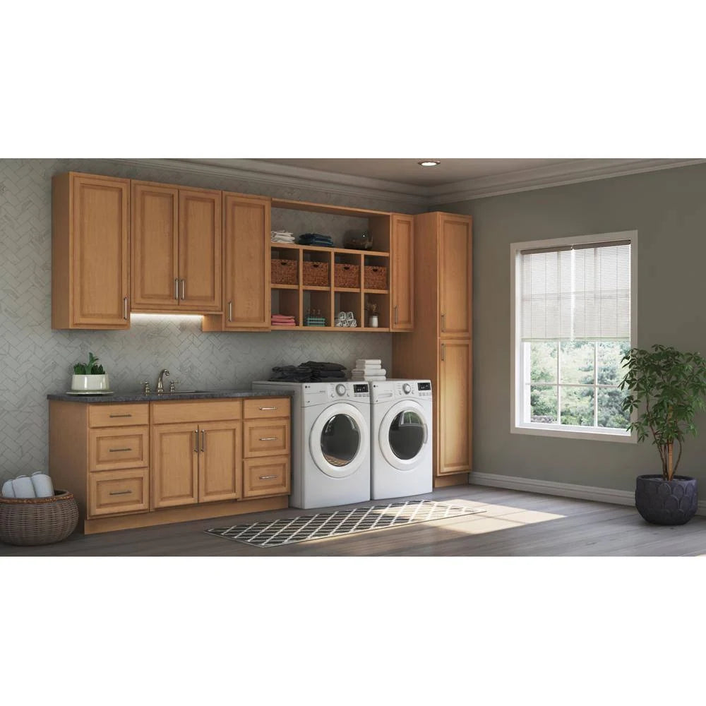 Medium Oak Diagonal Corner Wall Kitchen Cabinet J29206