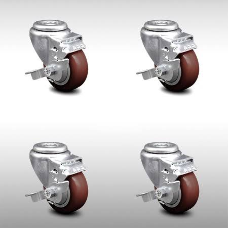 3 inch Polyurethane Swivel Caster Set with Brake I47070