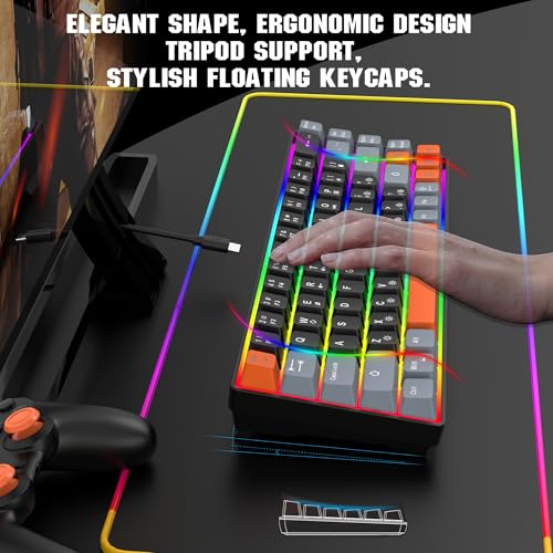 Compact RGB Backlit Gaming Keyboard (68 Keys, White&Grey&Orange) C718648