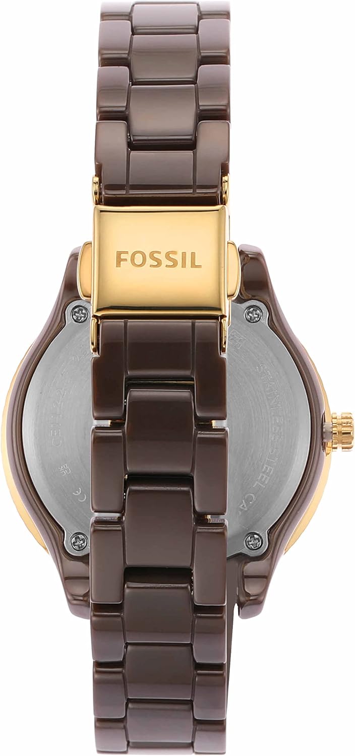 Stella Mini Quartz Stainless Steel and Ceramic Three-Hand Watch, Brown Z147725